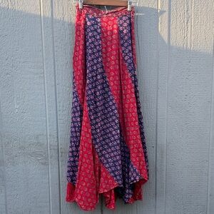 Bohemian Vintage Floral Panel Maxi Skirt Size: S